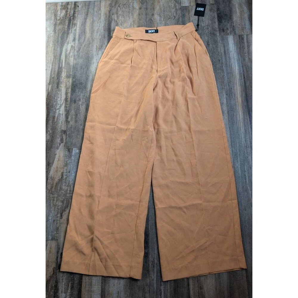 NWT NEW DKNY Palazzo Dress Pants Women's 10 Saddle Tan Wide Leg group 5j p3ek8q8